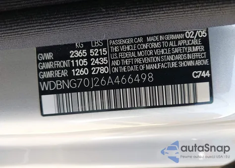 2006 Mercedes-Benz S 430 из США, поврежденный, VIN WDBNG70J26A466498